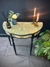 Load image into Gallery viewer, Half Moon Console Table decoupaged in classic William Morris Brer Rabbit