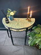 Half Moon Console Table decoupaged in classic William Morris Brer Rabbit